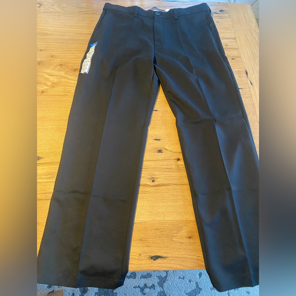 Haggar Cool 18 Pro Flat‎ Front  Classic Pant Black Men’s 36X 30 NWT